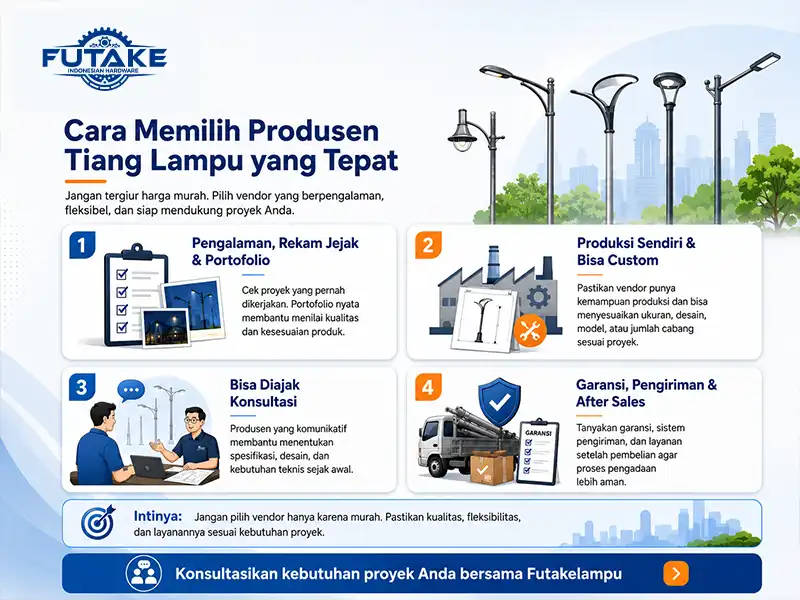 cara memilih produsen tiang lampu yang tepat