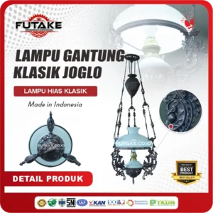 tampilan lampu gantung klasik joglo diameter 40cm dari bawah dan samping