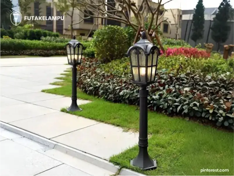 inspirasi tiang lampu taman pilar pendek
