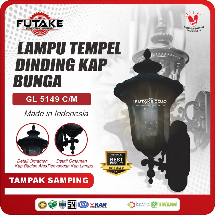 lampu tempel dinding kap bunga