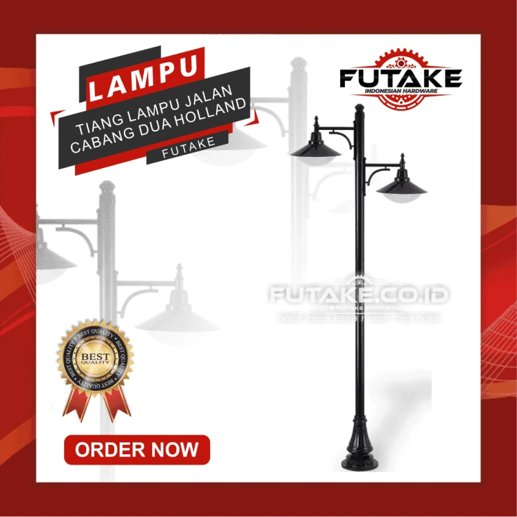 Tiang-Lampu-Jalan-Desa-dengan-Cabang-Dua-ala-Holland