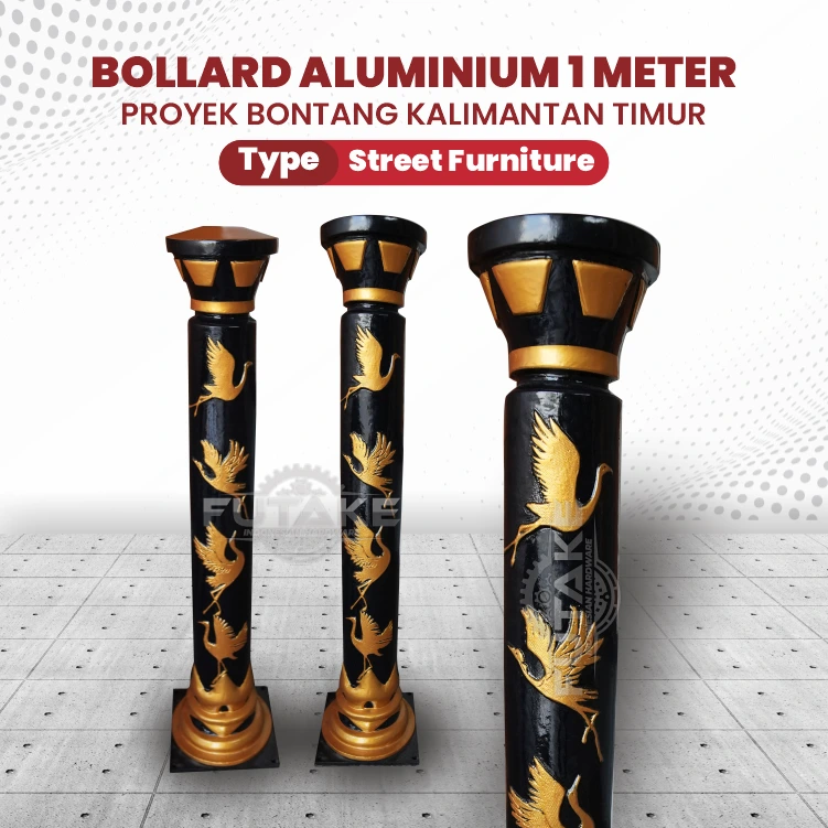 Bollard ornamental terpasang di kawasan pedestrian Jalan MT. Haryono Kota Bontang