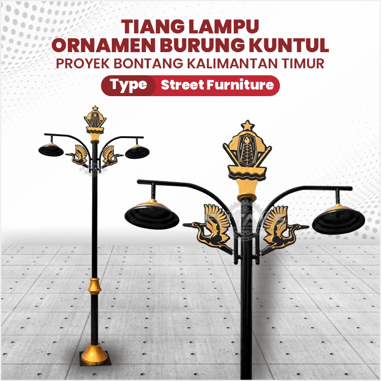 Tiang lampu ornamen custom pada kawasan pedestrian Kota Bontang
