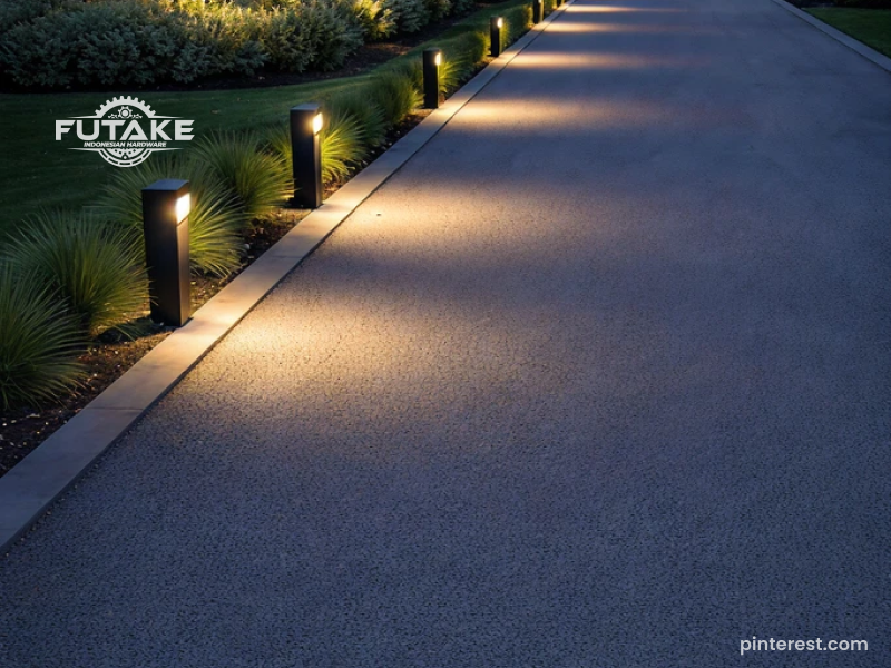 penggunaan bollard lampu di taman dan jalur pedestrian