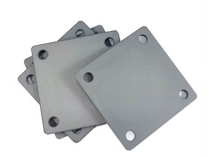 komponen base plate tiang lampu seperti plat baja dan baut angkur