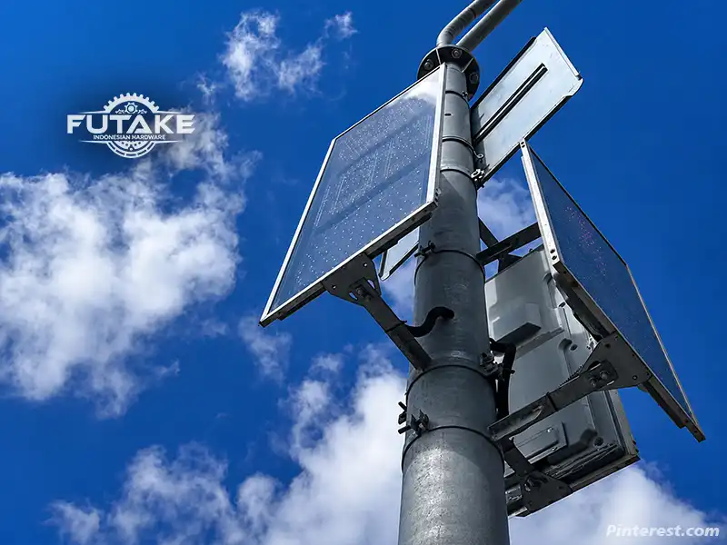 hybrid led pju dengan sistem yang menggabungkan dua sumber energi yaitu listrik pln dan tenaga surya dalam satu sistem