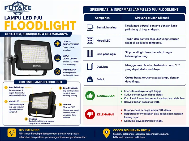 lampu led floodlight mempunyai nama lain yaitu lampu sorot