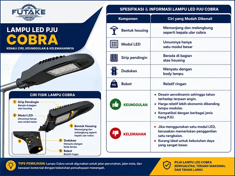 lampu led pju cobra karena bentuk kepalanya seperti ular cobra