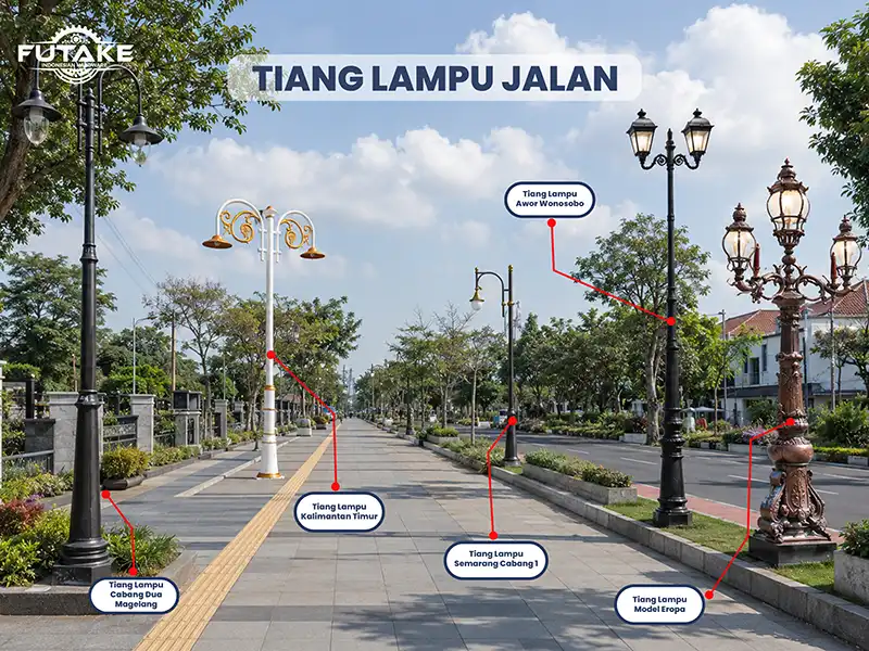 macam macam tiang lampu jalan