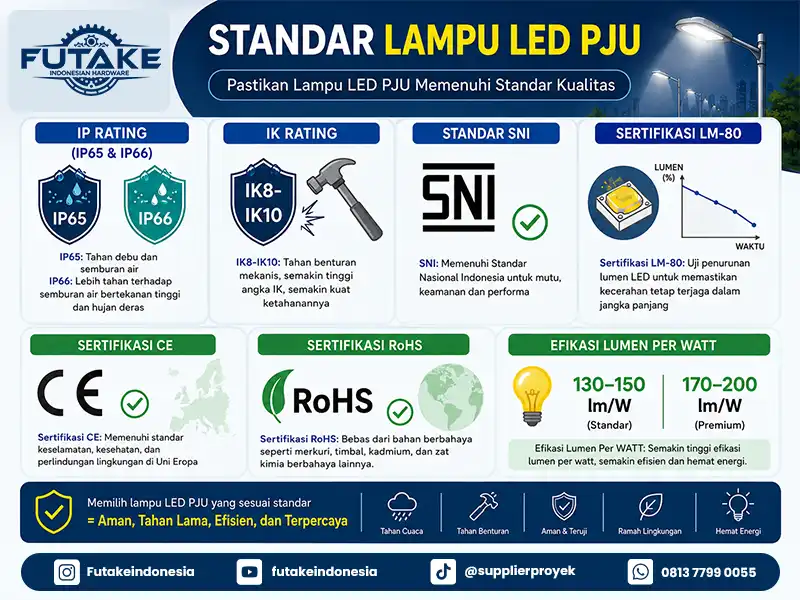 standar-standar yang perlu diperhatikan dan yang harus ada ketika memilih jenis lampu led untuk pju
