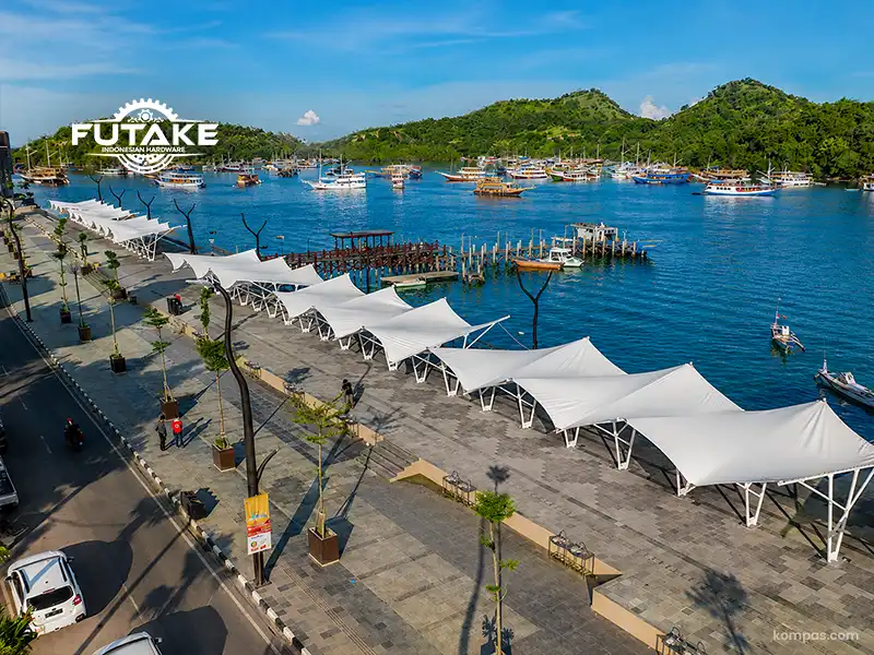 Hasil akhir proyek tiang lampu taman wisata