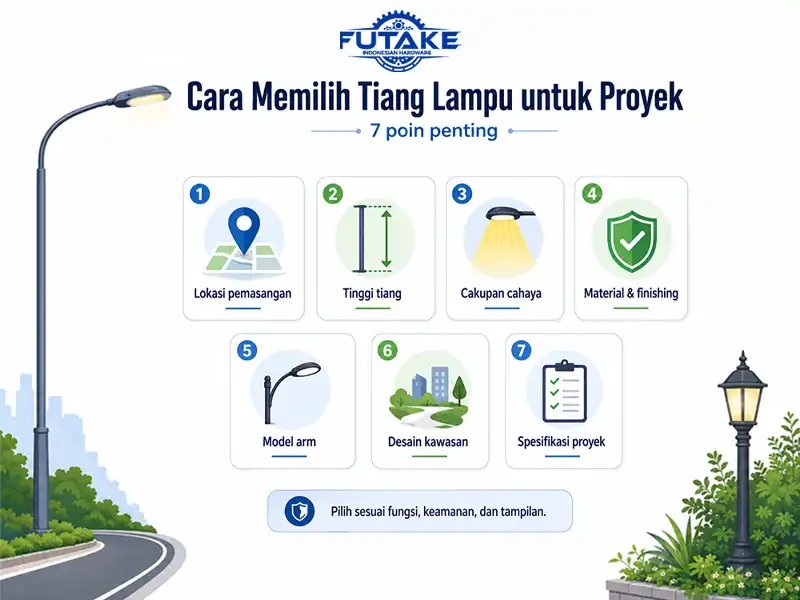 infografis cara memilih tiang lampu untuk proyek yang tepat dan sesuai