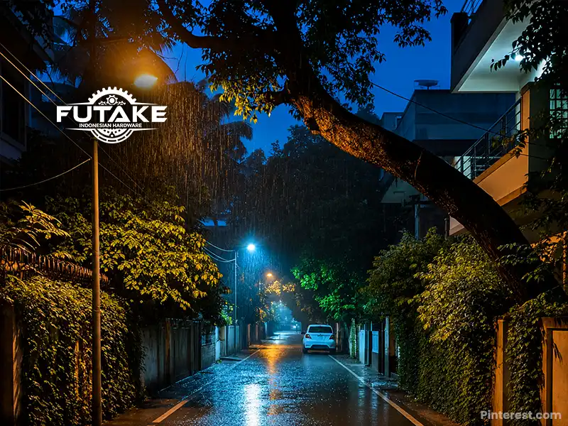 tiang lampu yang terang karena lumennya tepat