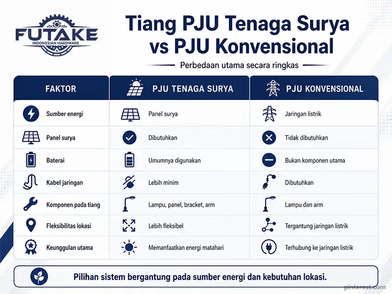 perbandingan tiang pju tenaga surya vs pju konvensional