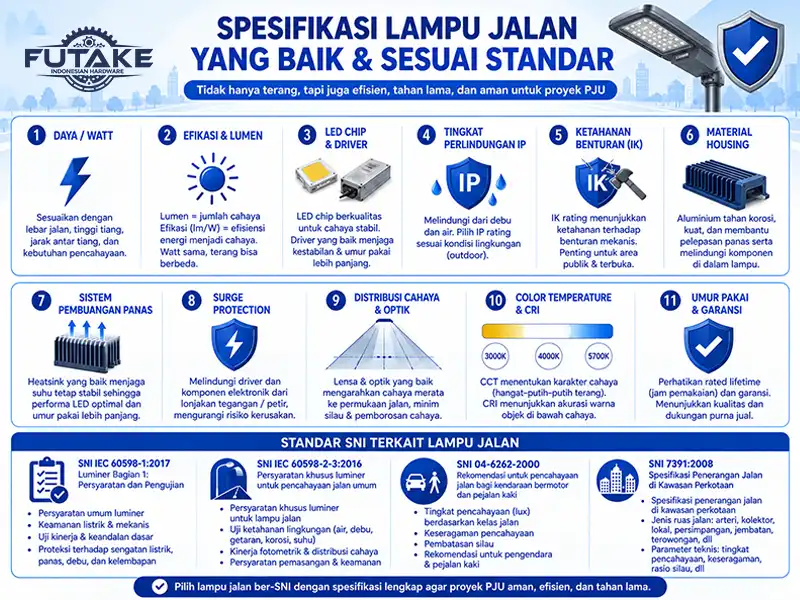 spesifikasi lampu jalan yang baik dan sesuai standar yang ditetapkan