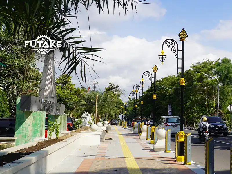 tiang lampu yang digunakan untuk kawasan pedestrian