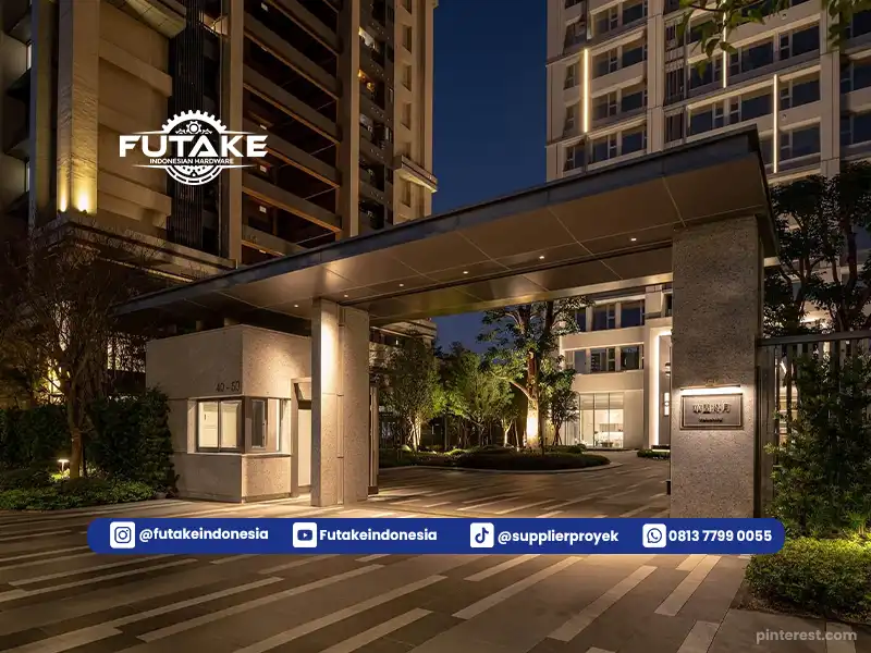 ide penerangan area gerbang perumahan yang estetik modern dan terkesan mewah