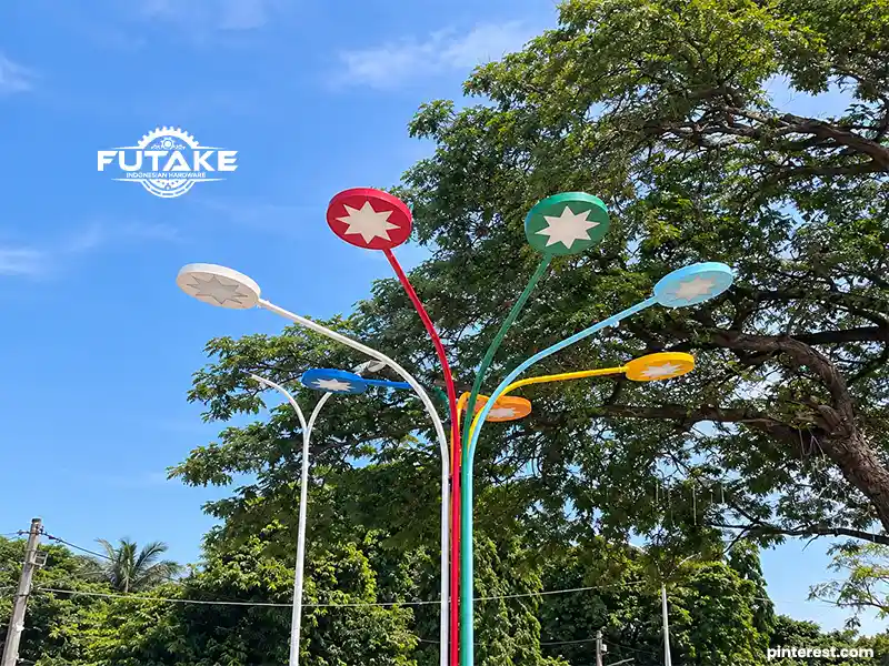 kombinasi warna tiang lampu jalan yang dapat menjadi contoh ketika akan membeli tiang lampu pada produsen tiang lampu yang bisa custom