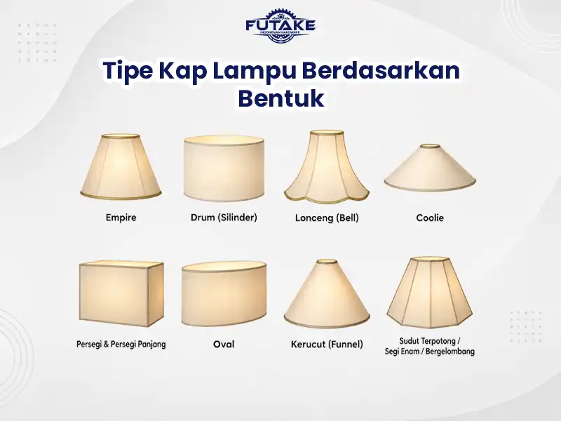 tipe kap lampu berdasarkan bentuk nya, terdapat bermacam macam bentuk kap lampu yang sedang tren dan banyak digunakan